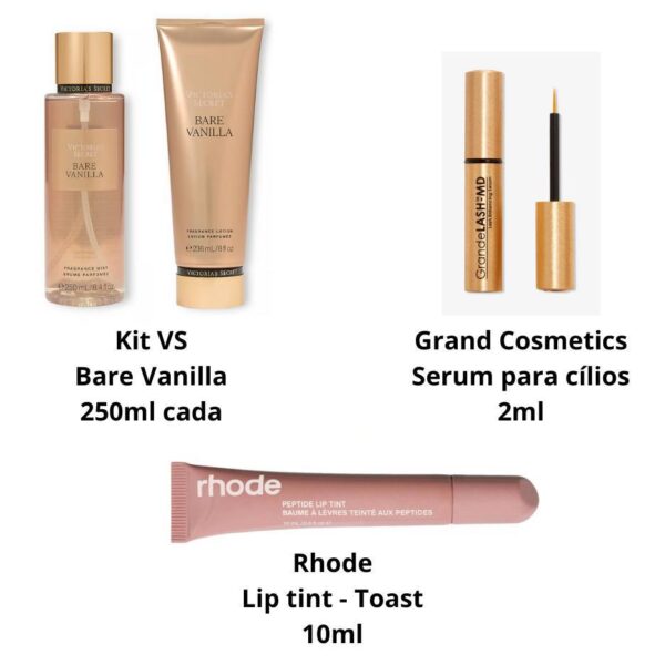 Kit: Bodysplash e creme da VS + Serum para cílios + Lip tint Rhode